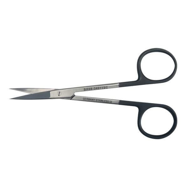 BR Surgical, LLC Scissors Iris SuperCut 4-1/2" Sharp/Sharp Razor/Micro-Serrations Straight SS Each - BR08-34011SC