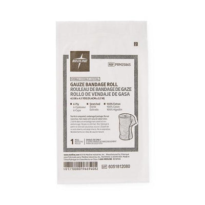 Medline Industries Inc Bandage Caring 4.5"x4.1yd Gauze Cotton Roll LF Sterile 100/Ca - PRM25865
