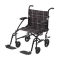 Drive Medical Designs Wheelchair Transport Fly Lite 300lb Capacity Blue/Plaid Swing Away Footrest Each - DFL19-BL