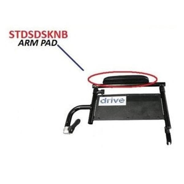 Drive Medical Designs Pad Replacement f/ Whlchr/Trnsprt Chrs Dsk Lngth Armrst 10.5" Univ Blk Vnl Each - STDSDSKVB