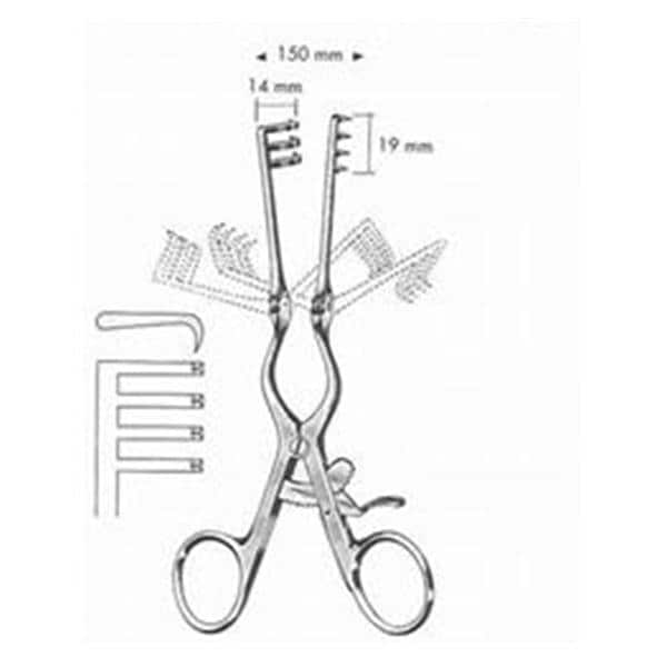 BR Surgical, LLC Retractor Adson 6-1/4" Baby Sharp 3x4 Teeth Stainless Steel Each - BR18-68416