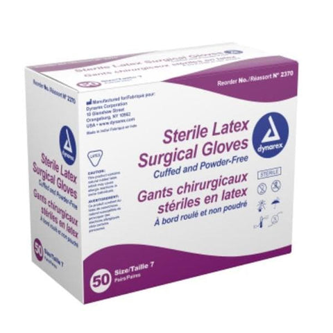 Dynarex Corporation Gloves Surgical Powder-Free Latex 7 Sterile Natural 200/Ca - 2370