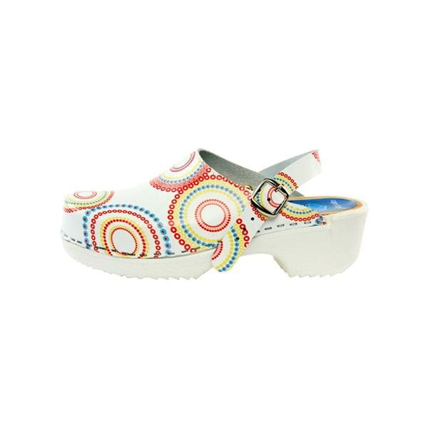 Moheda Toffeln International Clog Open Back Leather / Wood Base Womens Adult Lollipop Size 10 Slip On 1/Pr - 14821128