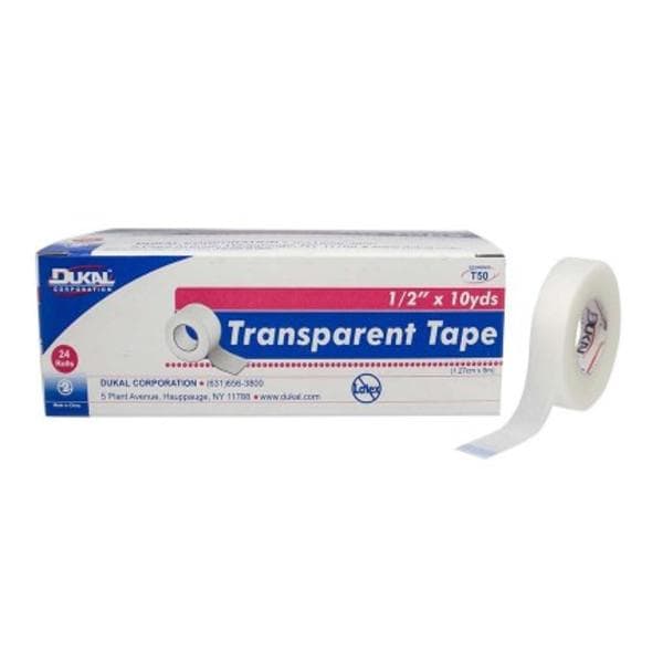 Dukal Corporation Tape Surgical Hypo-Clear Plastic .5"x10yd Adhesive Clear 24x12/Ca - T50