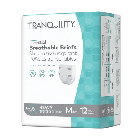 Unisex Adult Incontinence Brief Tranquility Essential Medium Disposable Heavy Absorbency