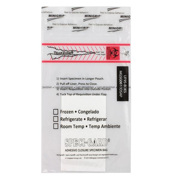 MiniGrip, LLC Speci-Gard Specimen Transport Bag Clear Press & Close W/ 3-Wl/ Dcmnt Pch 1000/Ca - UF95-BDES