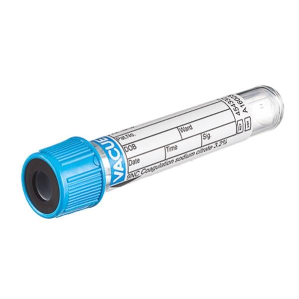 Greiner Vacuette Tube Venous Blood Collection Vacuette 3.15mL 13x75mm Plstc Sod Cit Blu/Blk 50/Pk, 24 PK/CA - 454332