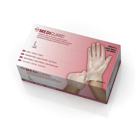 Medline Industries Inc Gloves Exam MediGuard Powder-Free Vinyl Latex-Free 9.5 in Large Clear 1500/Ca - MSV513