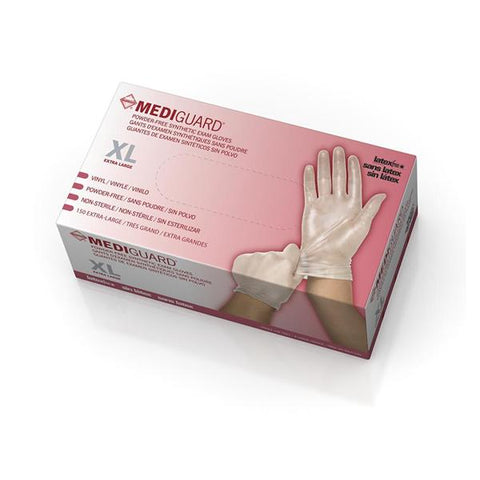 Medline Industries Inc Gloves Exam MediGuard Powder-Free Vinyl Latex-Free 9.5 in X-Large Clear 1300/Ca - MSV514