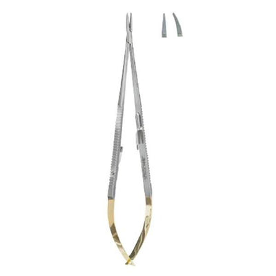 Miltex Holder Needle Jacobson 7" Serrated Jaw Curved Tungsten Carbide Each - Integra Miltex - 17-1091TC