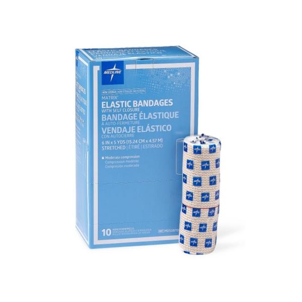 Medline Industries Inc Bandage Matrix 6"x5yd Stretch Elastic Hook & Loop Closure White/Beige LF NS Each, 50 Each/CA - MDS087006LF