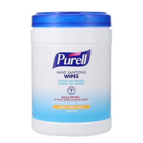 Gojo Industries Inc Wipes Hand Sanitizing Purell Benzalkonium Chloride 270 Count Citrus 6/Ca - 9113-06