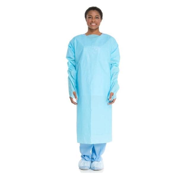 O & M Halyard Gown Protective Disposable Plastic Film Size Universal Blue 75/Ca - 69490
