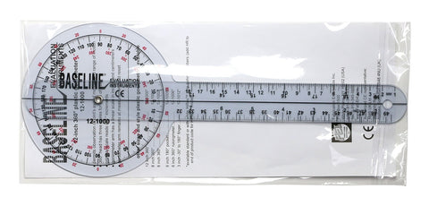 Baseline Plastic Goniometer - 360 Degree Head - 12 inch Arms - FE-12-1000