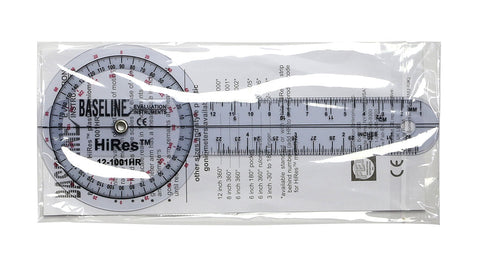Baseline Plastic Goniometer - HiRes 360 Degree Head - 8 inch Arms - FE-12-1001HR