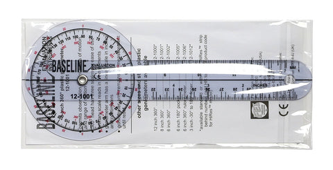 Baseline Plastic Goniometer - 360 Degree Head - 8 inch Arms - FE-12-1001