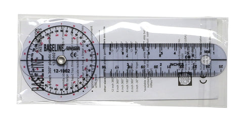 Baseline Plastic Goniometer - 360 Degree Head - 6 inch Arms - FE-12-1002