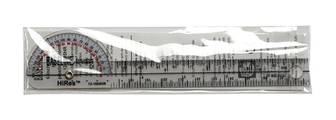 Baseline Plastic Goniometer - Pocket Style - HiRes 180 Degree Head - 6 inch Arms - FE-12-1005HR