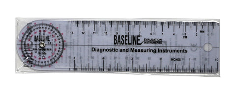 Baseline Plastic Goniometer - Rulongmeter Style - 360 Degree Head - 6 inch Arms - FE-12-1006