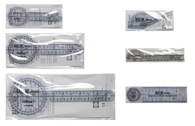 Baseline Plastic Goniometer - HiRes 6-piece Set - FE-12-1028HR