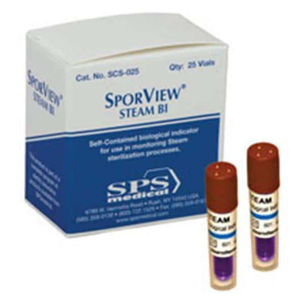 SPS Medical Indicator Biological Self Contained SporView Steam 24 Hour No Md frm Ltx 25/Bx - SCS-025