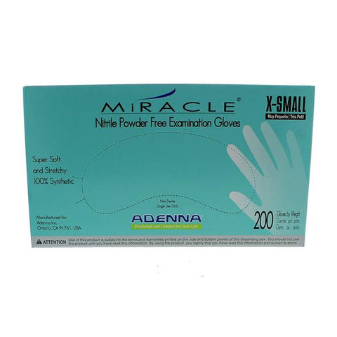 Adenna, Inc Gloves Exam Miracle Powder-Free Nitrile Latex-Free X-Small Blue 2000/Ca - MIR160