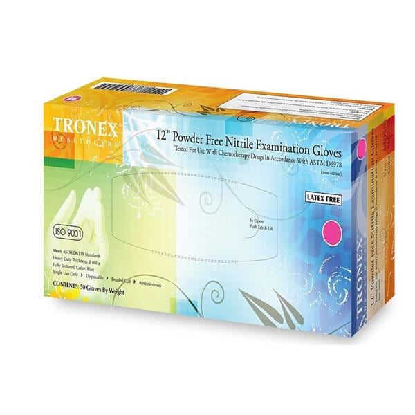 Tronex International Gloves Exam Chemo Rated Powder-Free Nitrile LF 12 in XL NS Light Blue 500/Ca - 9662-35