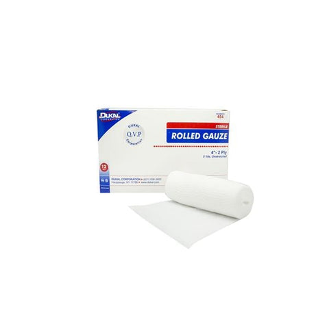 Dukal Corporation Bandage 4"x5yd Gauze Cotton Roll White LF Sterile 12/Pk, 8 PK/CA - 454
