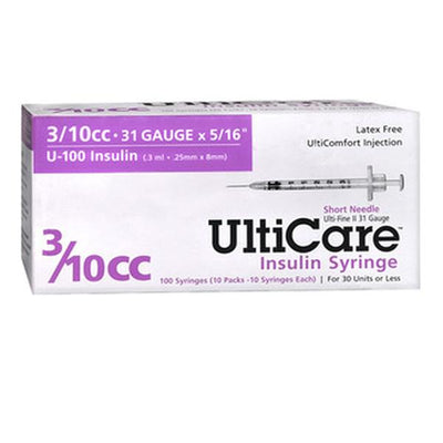 Ulti Med, Inc Syringe/Needle 0.3cc 31gx5/16" Insulin Conventional 500/Ca - 9439