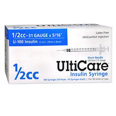Ulti Med, Inc Syringe/Needle 0.5cc 31gx5/16" UltiCare U-100 Insulin Conventional 500/Ca - 9459