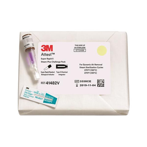 3M Medical Products Indicator Biological Attest Super Rapid 5 Steam+ Challenge Pack 1 Hour 24/Ca - 41482V