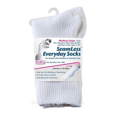 Pedifix, Inc Socks Everyday Cotton / Elastic Unisex Adult White X-Large Crew/ Seemless 1/Pr - P795-XL