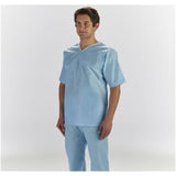 Graham Medical Shirt Scrub Patient Medium Light Blue Unisex 30/Bx - 62487