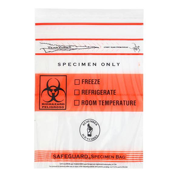 MiniGrip, LLC Lab Guard Specimen Transport Bag Clear Reclosable Closure 1000/Ca - MGTZ69