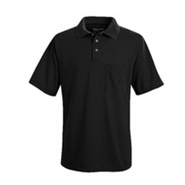 Red Kap Shirt Polo 100% Polyester Mens Black Large 1 Pocket Each - SK02BK-L