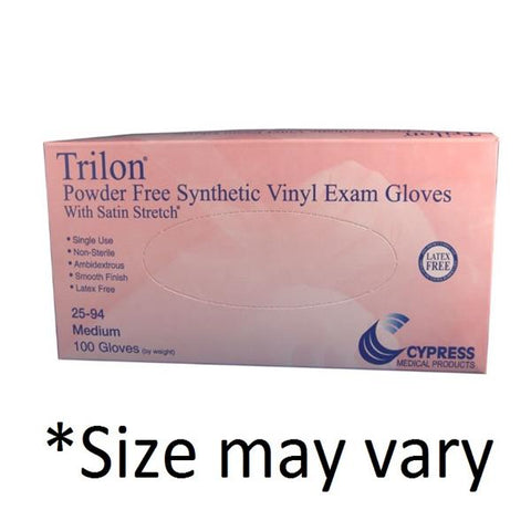 Cypress Medical Products Gloves Exam Trilon Powder-Free Vinyl Latex-Free 9 in X-Large Clear 1000/Ca - 25-98