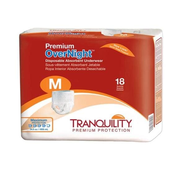 Principle Business Ent. Underwear Tranquility Premium Adult Unsx Md 34-48 Hvy Odor Reduction White 72/Ca - 2115