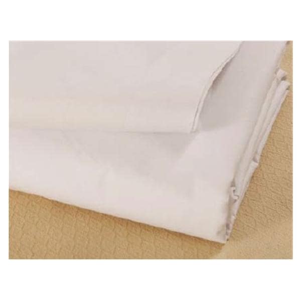 Encompass Group Sheet Draw 54x72" Global Select Cotton/Polyester White With Blue Hem 12/Pk - 53767-072