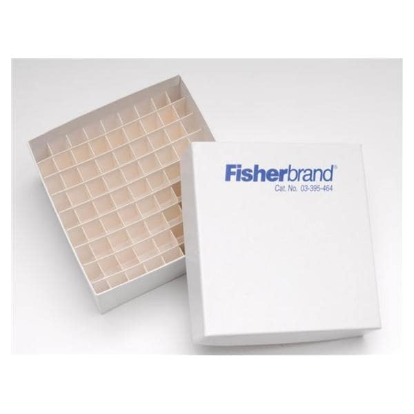 Fisher Scientific Co. Box Cryo/Freezer Fisherbrand Fiberboard 81 Cell 5x5x2" White Each - 3395464