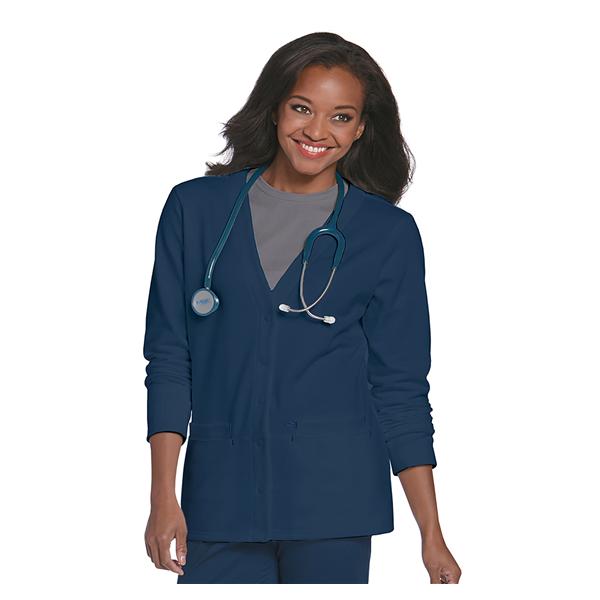 Landau Uniforms Inc. Jacket Scrub 60% Cotton / 40% Polyester Womens Navy 3X Large 2 Pockets Each - 3505-NAVY-3XL