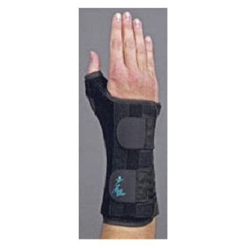 Medical Specialties Brace Ryno Lacer Long Wrist/Thumb Perforated Suede Black Left Each - 223520