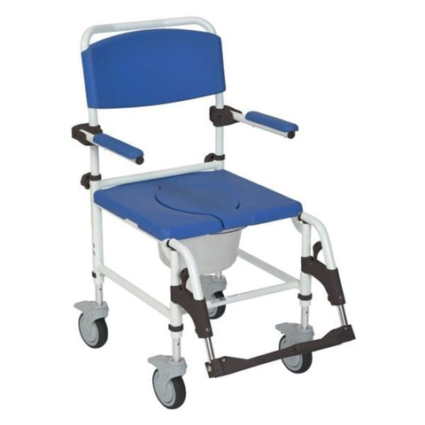Drive Medical Designs Chair Shower/Commode Rehab 275lb Blu/Wht 4 Rr LkCasetr 22.25x39-41" Adlt Each - NRS185007