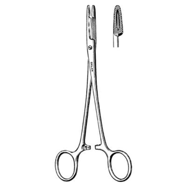 Sklar Instruments Holder Needle Olsen-Hegar 5-1/2" Cross Serrated Straight Blunt Tip SS 12/Bx - 21-872