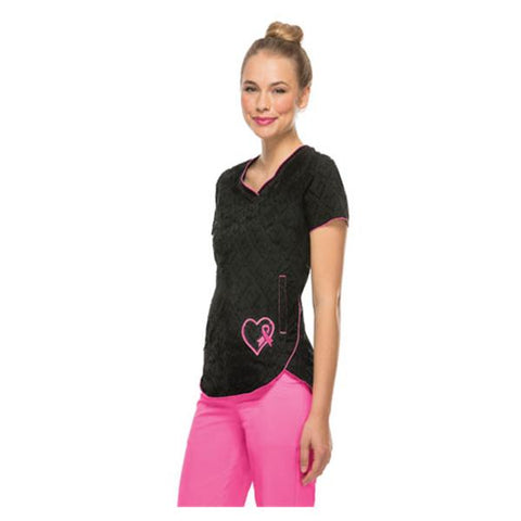 HeartSoul Scrub Top 100% Cotton Black Large 1 Pocket Each - 20976BCKHL