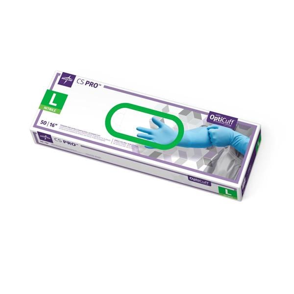 Medline Industries Inc Gloves ExamCase PRO Powder-Free Nitrile Latex-Free Large Blue 50/Bx, 10 BX/CA - CS16L
