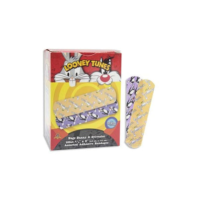 Dukal Corporation Bandage Plastic Stat Strip 3/4x3" Looney Tunes Bugs Bunny/Sylvester 100/Bx, 12 BX/CA - 1086737
