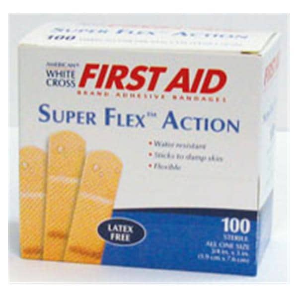 Dukal Corporation Bandage Strips Adhesive Coating American White Cross 3/4x3" Tan LF 100/Bx, 12 BX/CA - 1760033