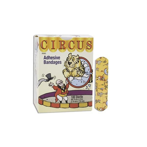 Dukal Corporation Bandage Adhesive Adhesive Coating Stat Strip 3/4x3" Circus 100/Bx, 12 BX/CA - 15600