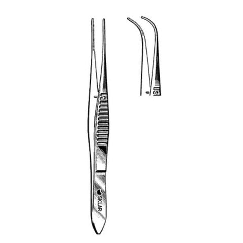 Sklar Instruments Forcep Iris Econo 4" Serrated Serrated Half Curve Stainless Steel 25/Bx - 96-2515