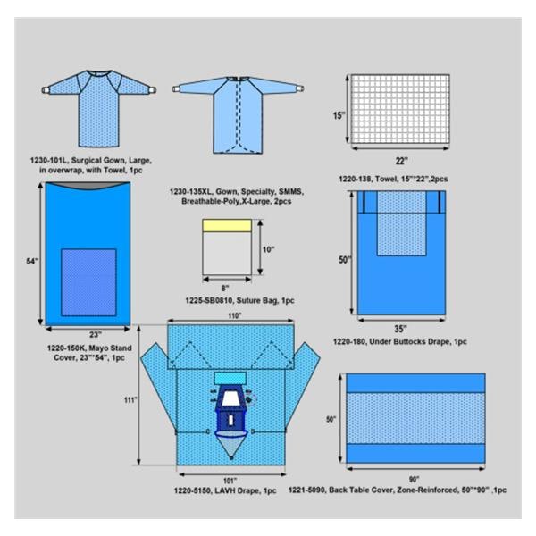 Welmed Inc Pack LAVH With Underbuttocks Drape/Towel LF Sterile 6/Ca - 1250-5150
